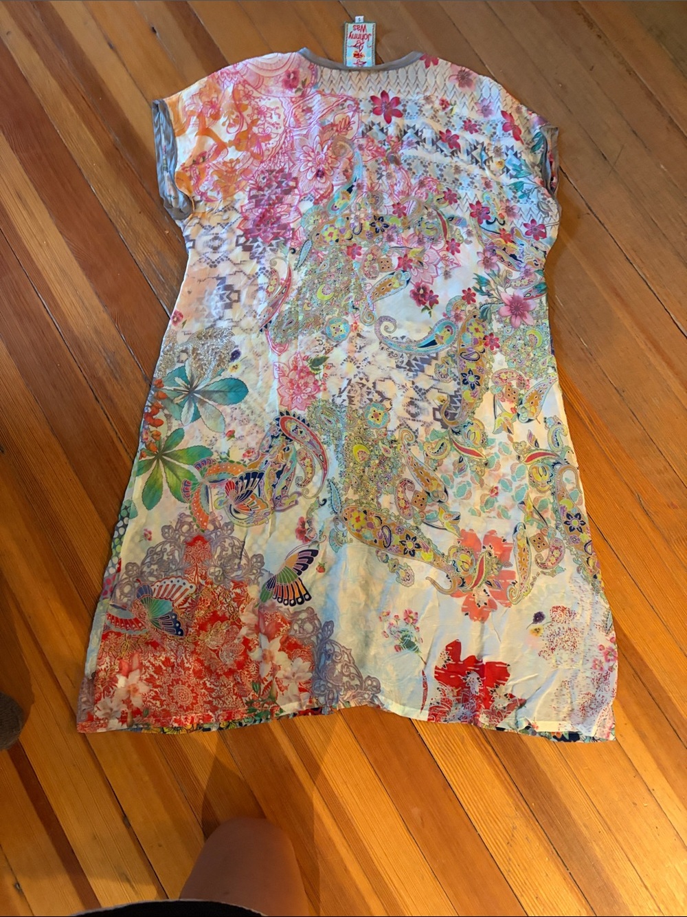 Johnny Was Multicolor Patchwork Mini Dress - Blue, Yellow, Green, Pink - Picture 7 of 8